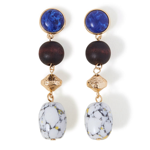 Accessorize London Women's Mixed Bead And Wooden Earrings