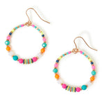 Neon Beaded Hoop Earrings