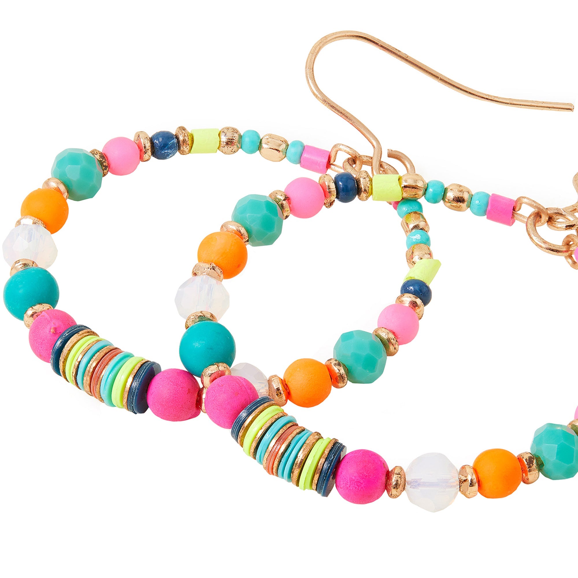 Neon Beaded Hoop Earrings