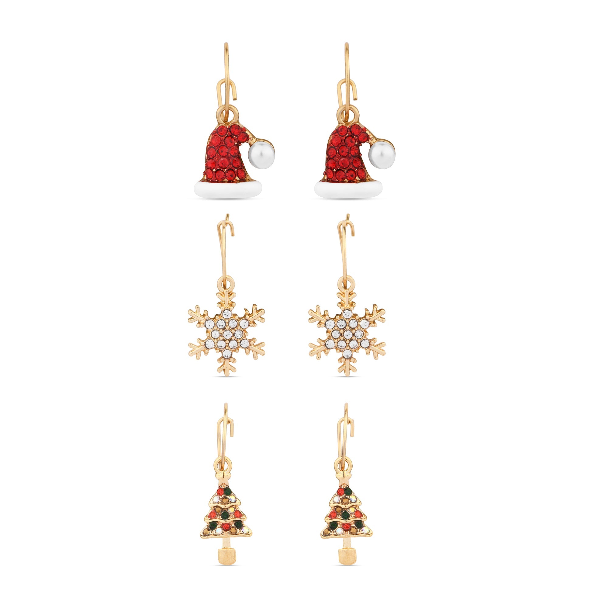 Accessorize London Women's Pack Of Three Christmas Huggie Hoop Earring