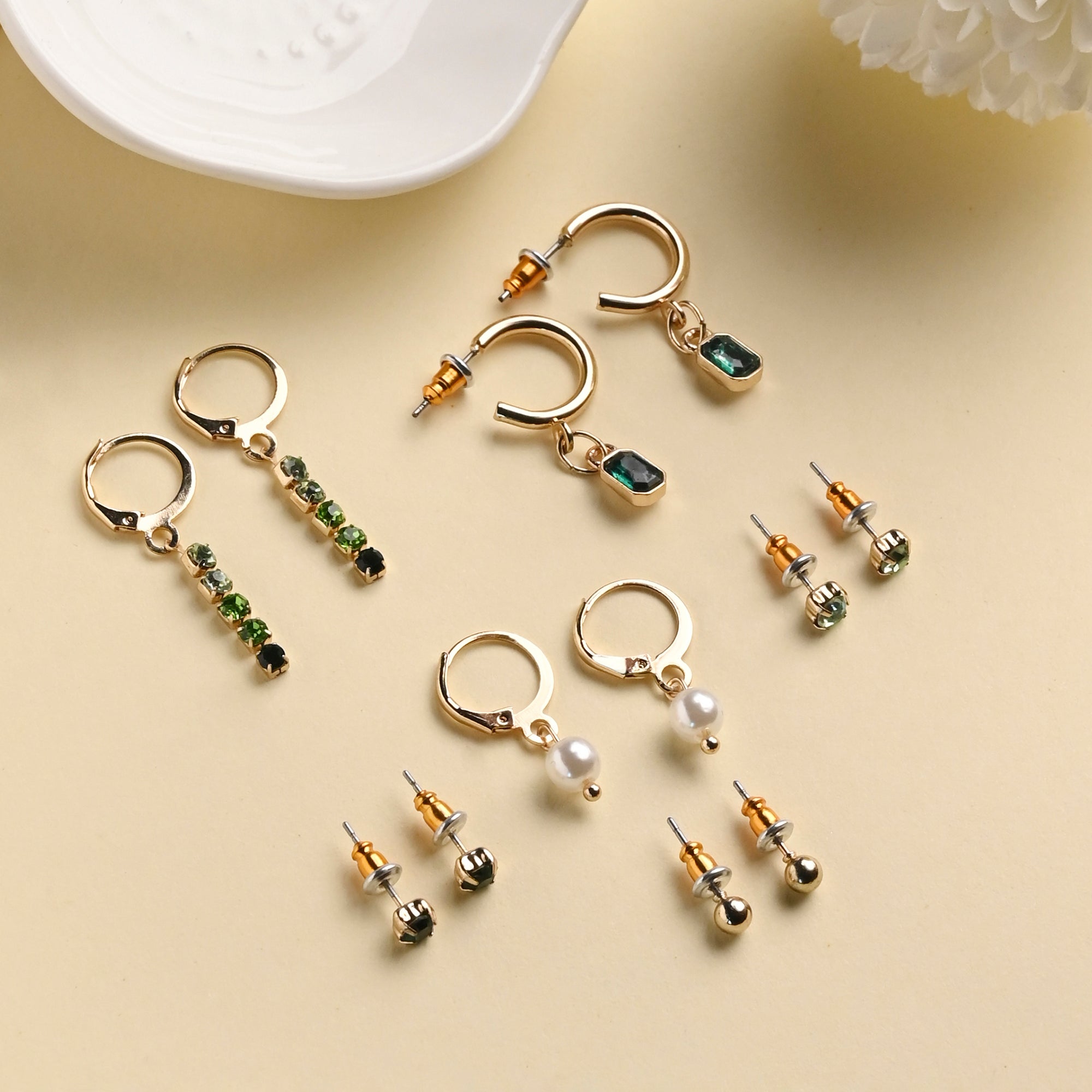 Stud And Long Drop Earrings