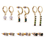 Stud And Long Drop Earrings