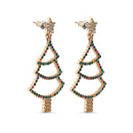 Cut Out Gem Christmas Tree Earrings