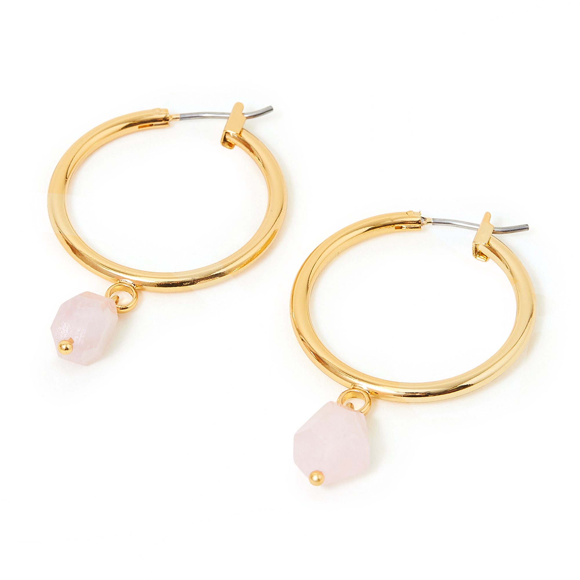 Accessorize London Women's Z Healing Stone Large Hoops Rose Quartz