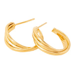 Real Gold-Plated Z Small Twist Hoop Earrings