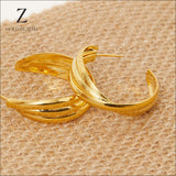 Real Gold-Plated Z Large Twist Hoop Earrings