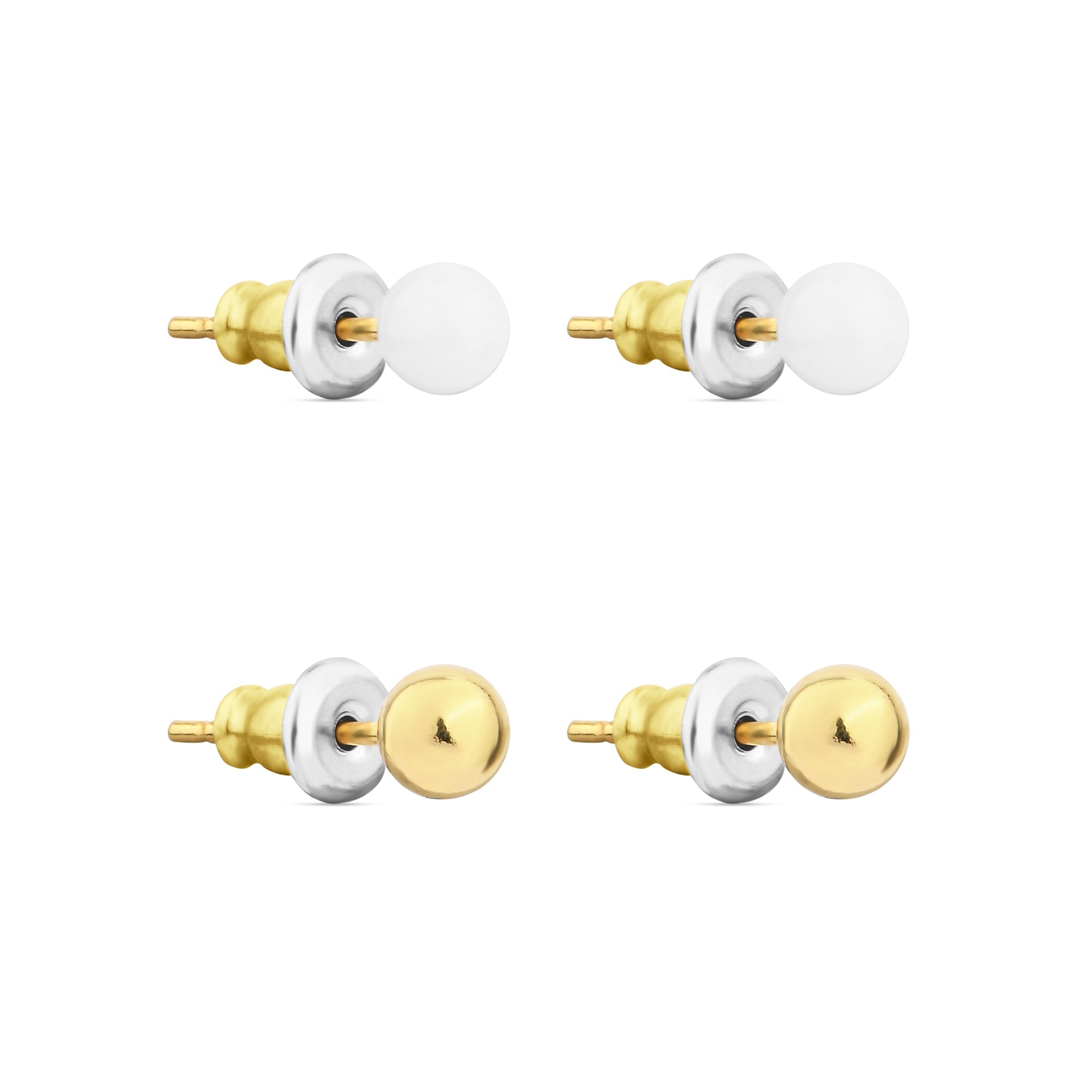 Real Gold-Plated Z And Plain Stud Earrings
