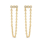 Real Gold-Plated Z Triple Sparkle Chain Earrings