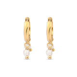 Real Gold-Plated Z Pearl Huggie Hoops