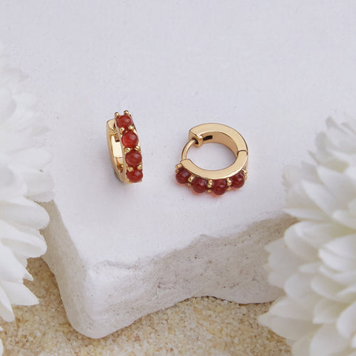 Real Gold Plated Z Multi Birthstone Hoops-January