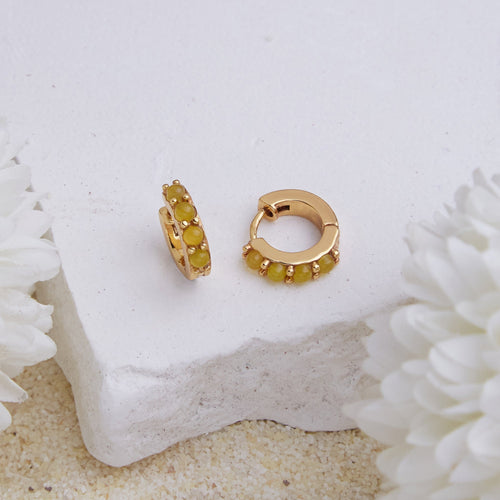 Real Gold Plated Z Multi Birthstone Hoops-November
