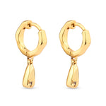 Real Gold-Plated Z Molten Charm Huggie Hoops
