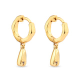 Real Gold-Plated Z Molten Charm Huggie Hoops