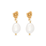Real Gold-Plated Z Bobble Pearl Earrings