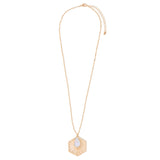 Pearlised Hexagon Pendant Necklace