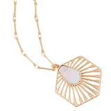 Pearlised Hexagon Pendant Necklace
