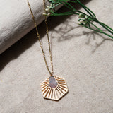 Pearlised Hexagon Pendant Necklace