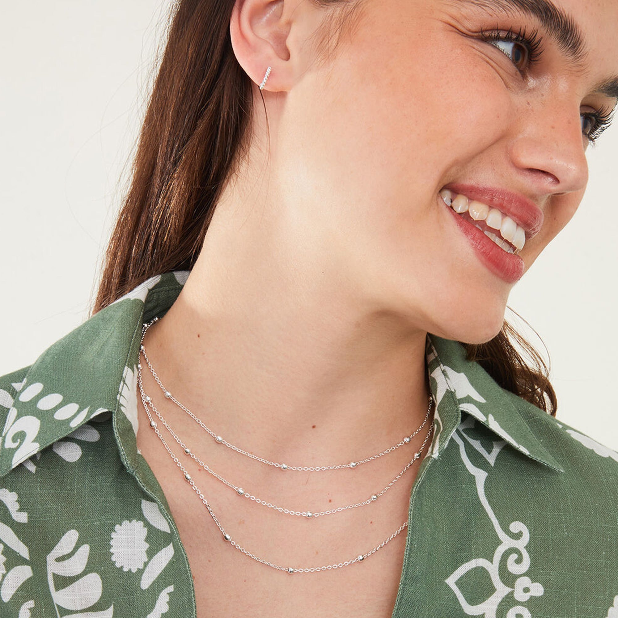 Accessorize London Women's Silver Layered Station Bead Necklace