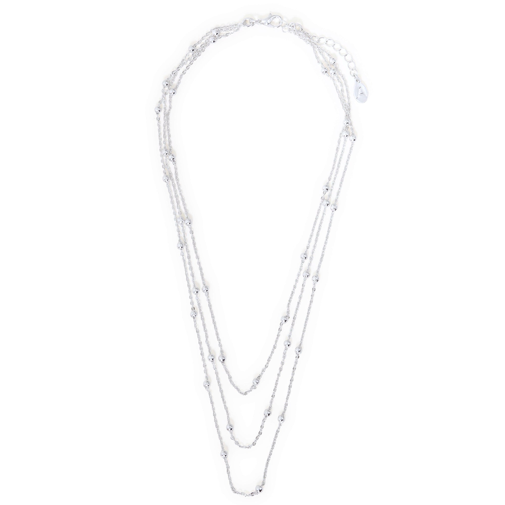 Accessorize London Women's Silver Layered Station Bead Necklace