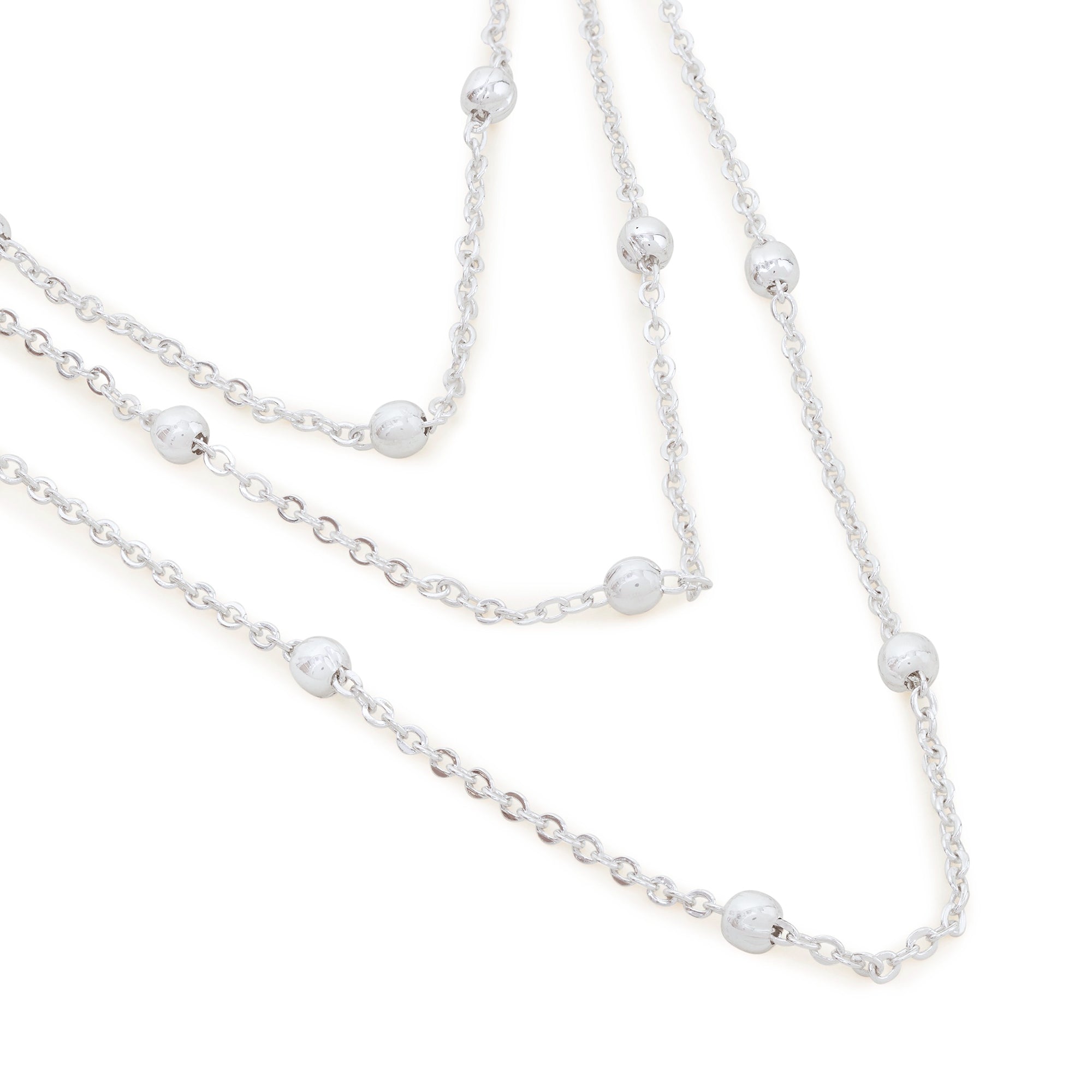 Accessorize London Women's Silver Layered Station Bead Necklace