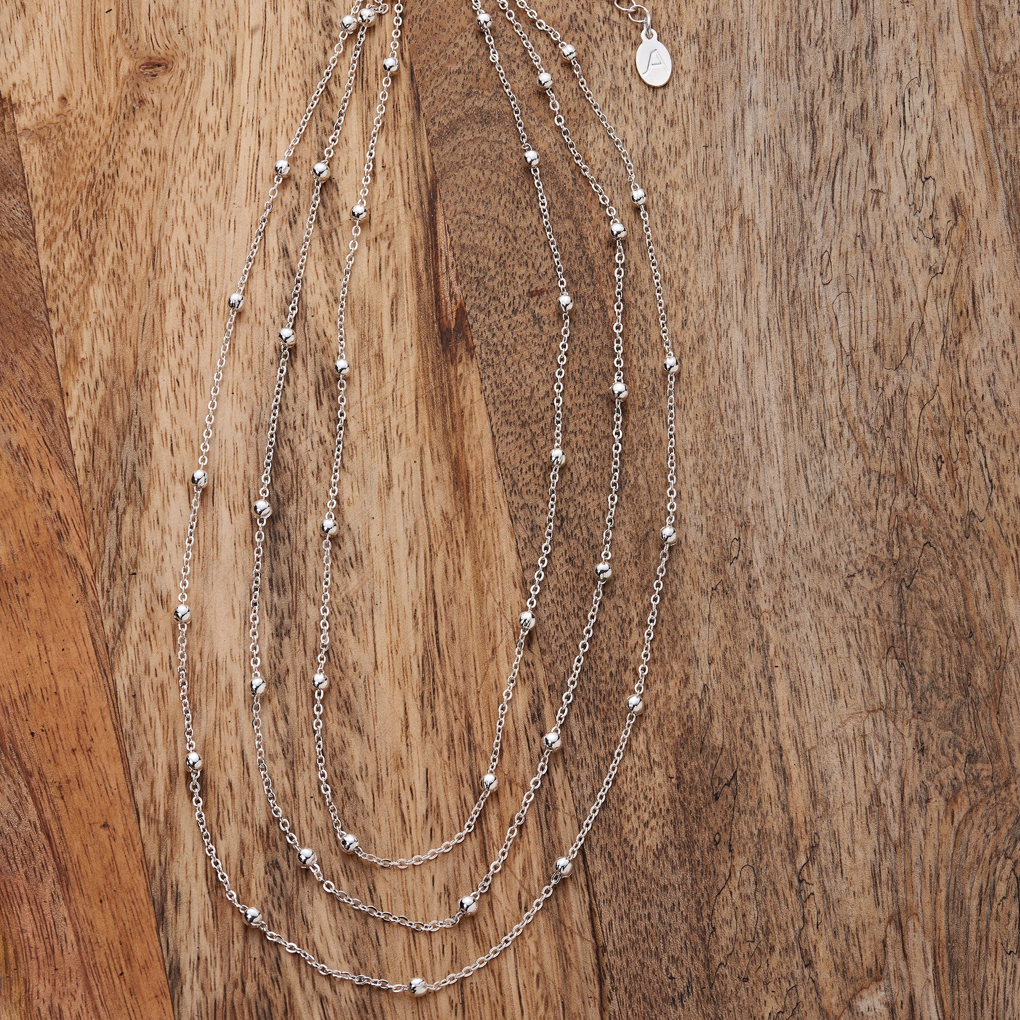 Accessorize London Women's Silver Layered Station Bead Necklace