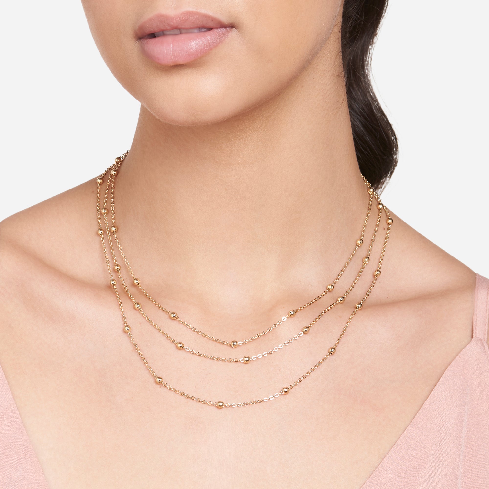 Accessorize London Women's Gold Layered Station Bead Necklace