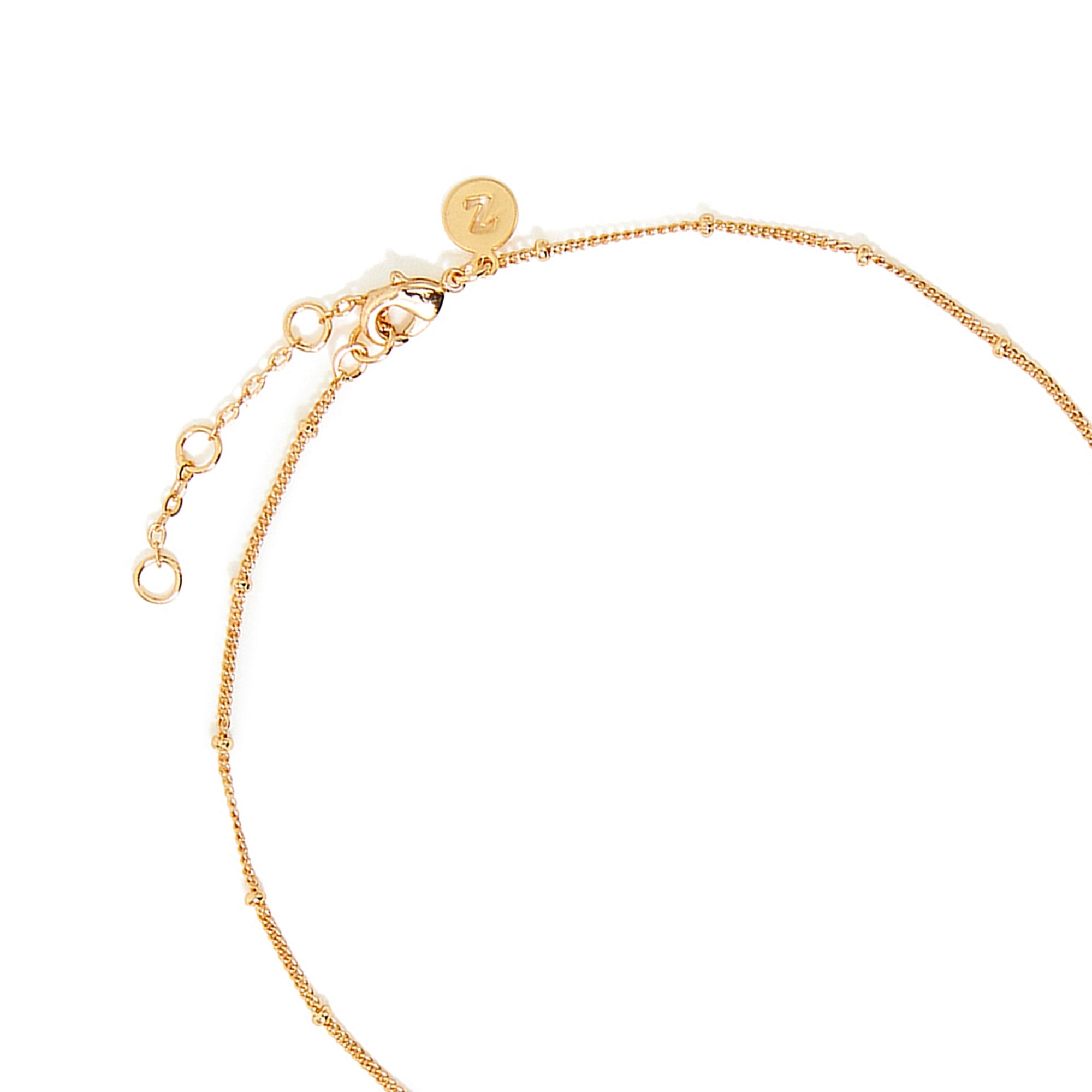 Real Gold Plated Pink Z Sparkle Charm Station Necklace
