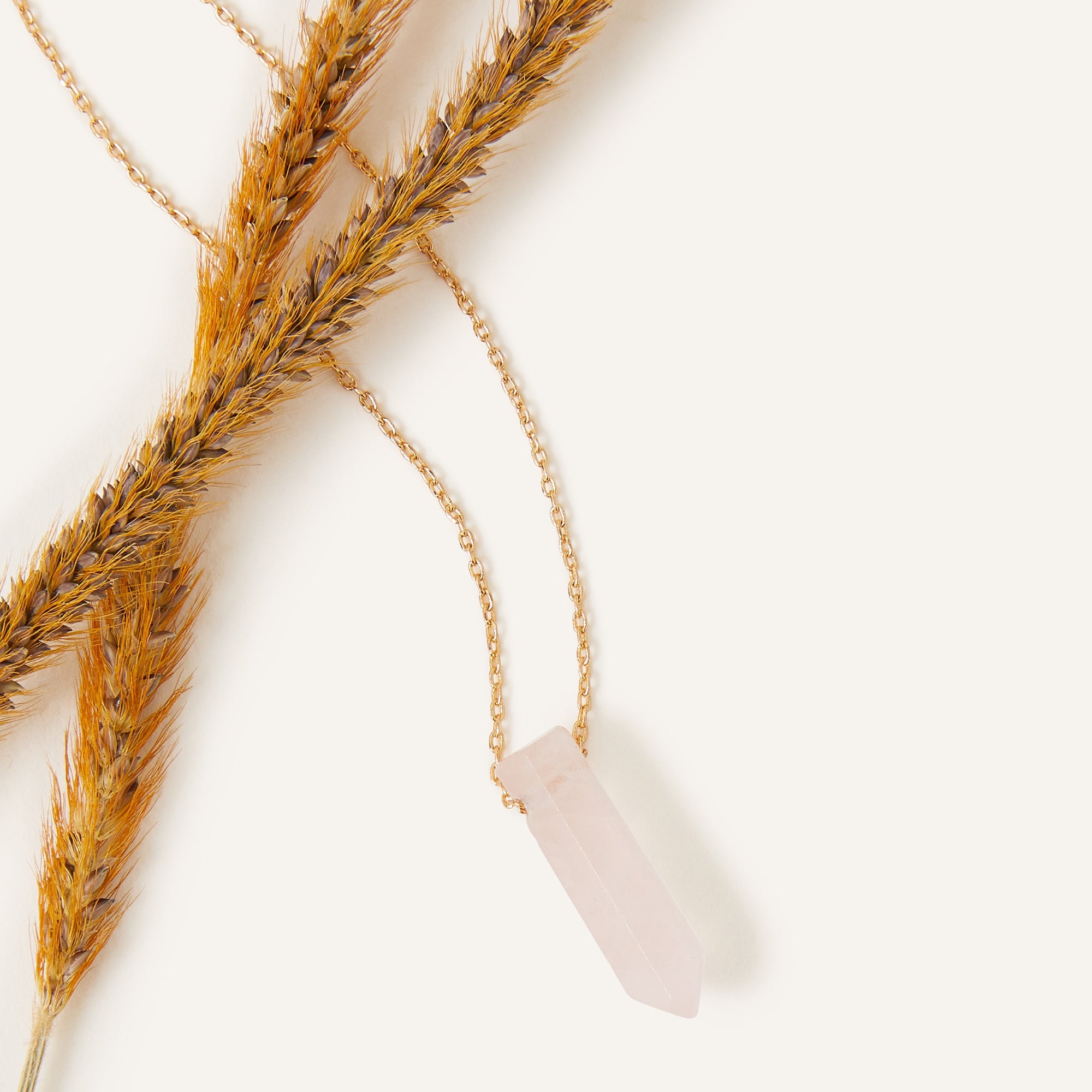 Real Gold Plated Pink Z Rough Cut Shard Hs Nk Rose Quartz Necklace