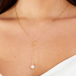 Real Gold-Plated Z Pearl Y-Chain Necklace