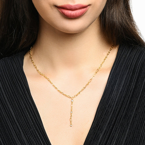 Real Gold-Plated Z Sparkle Y-Chain Necklace