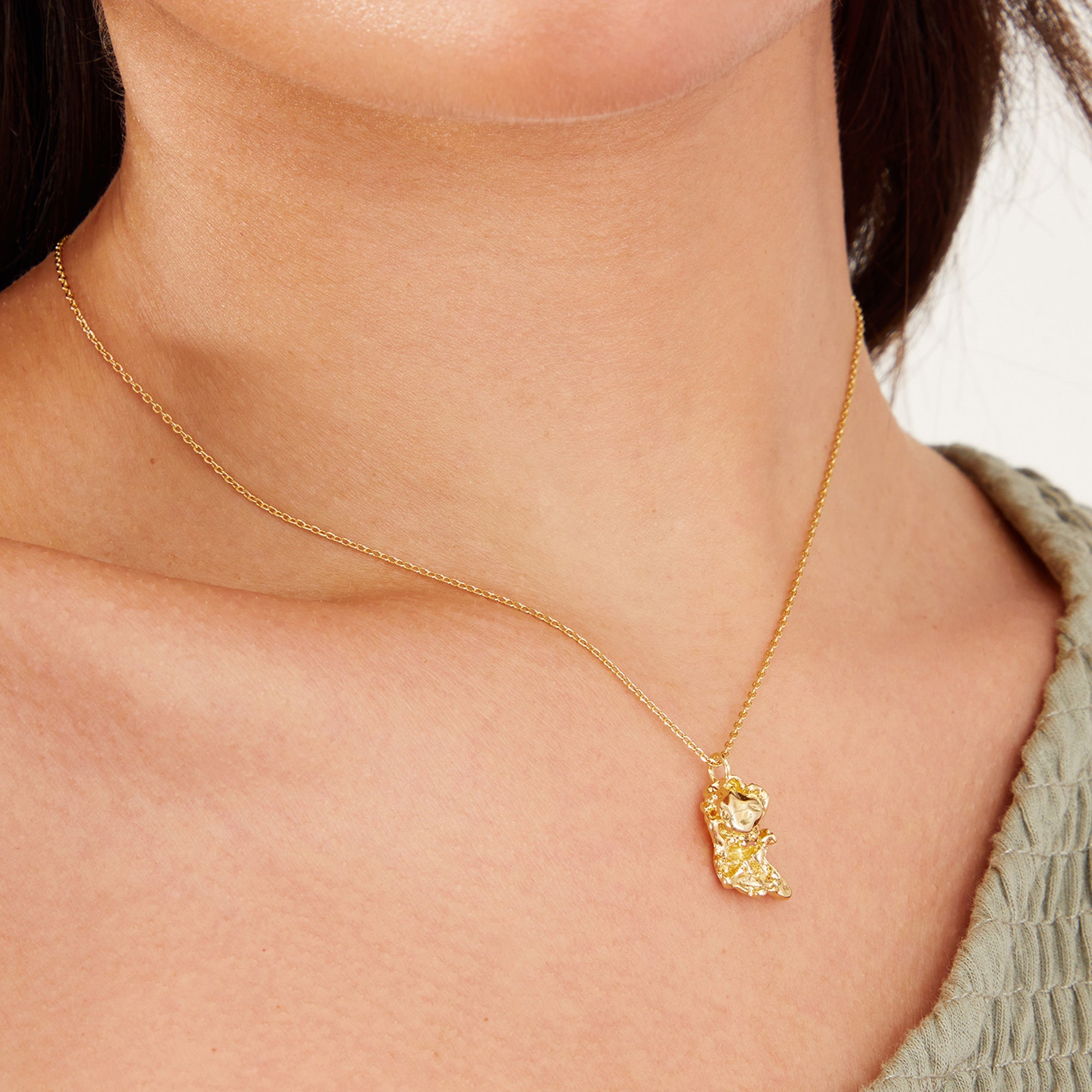 Real Gold Plated Z Gold Molten Pendant Necklace