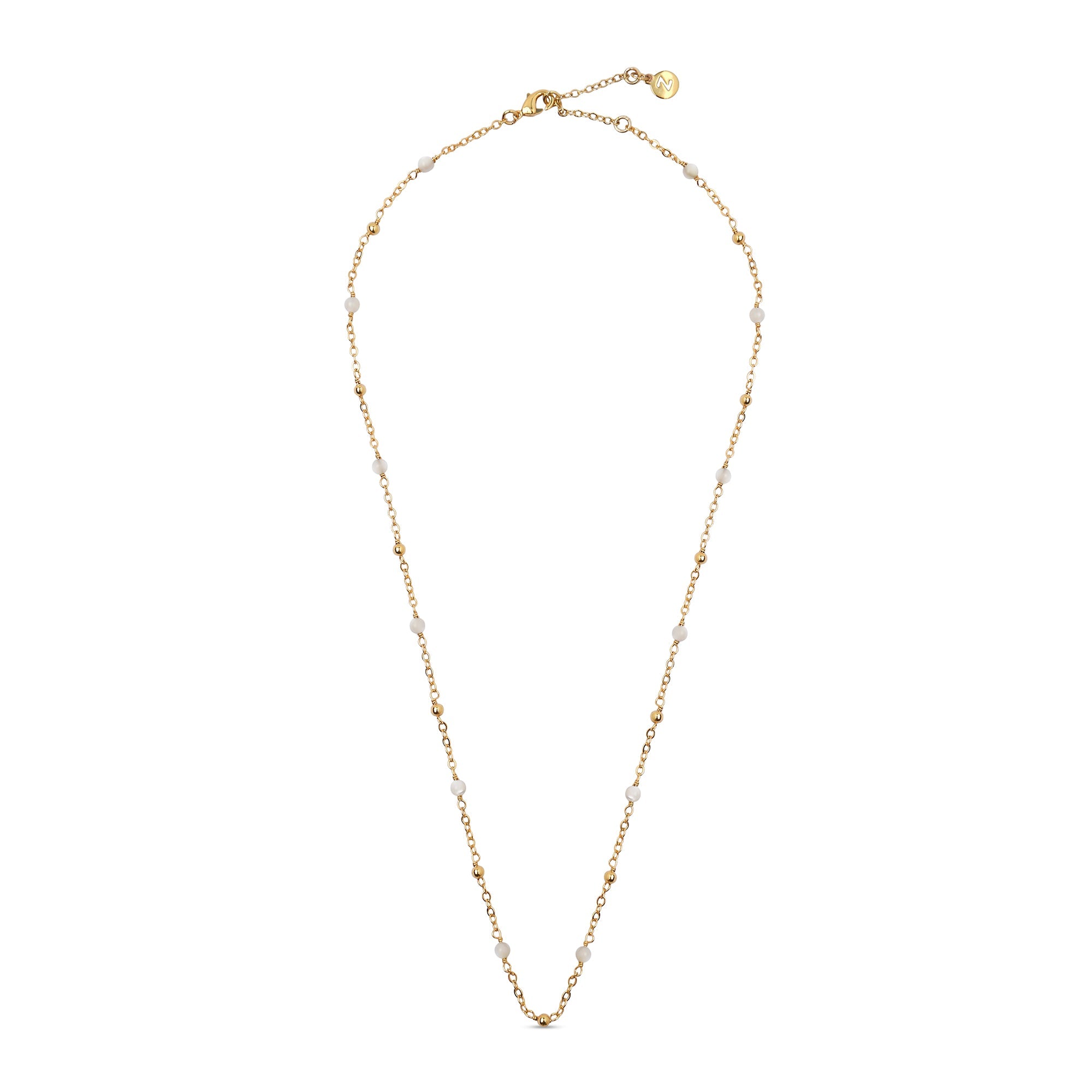 Real Gold Plated Z Pearl Beaded Necklace