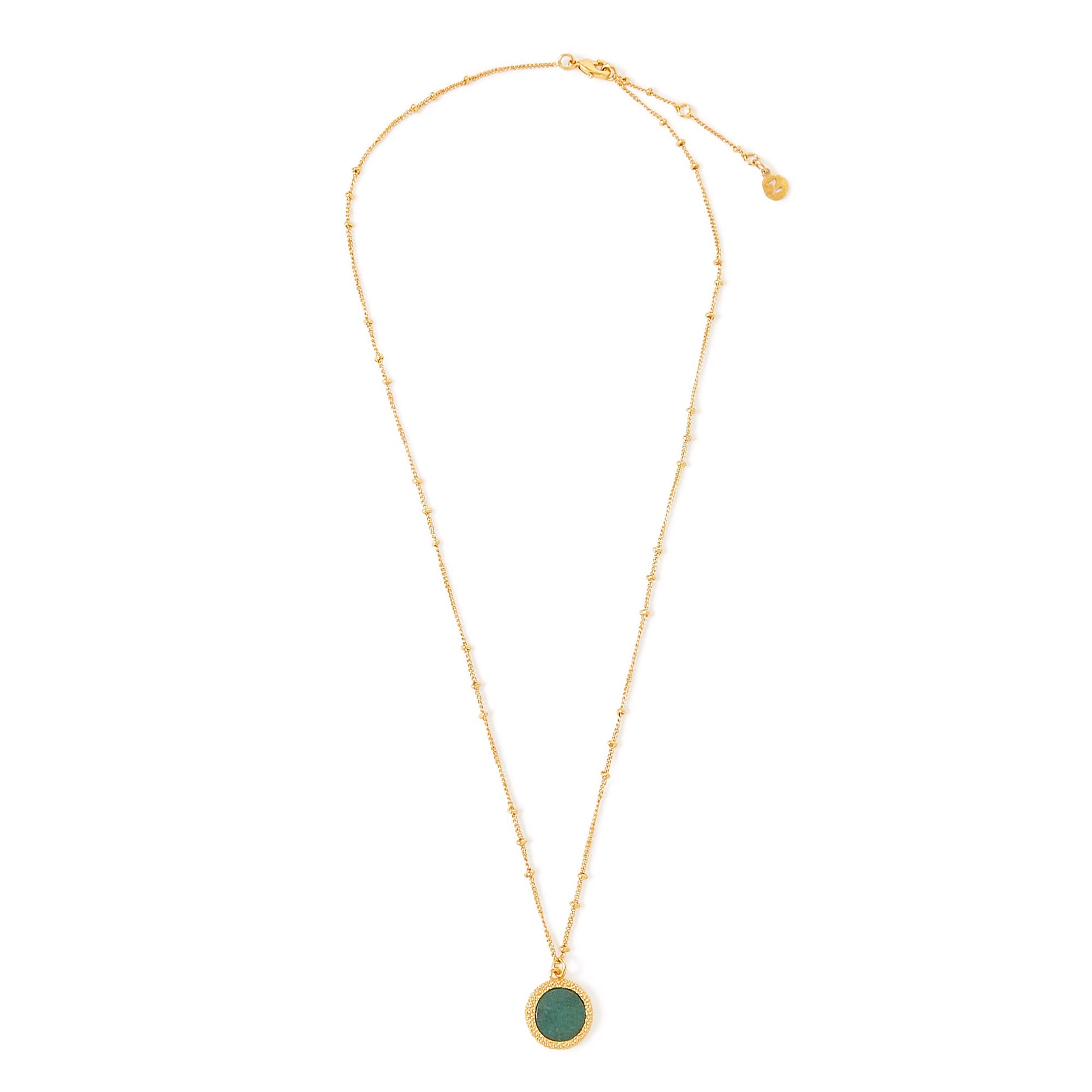 Real Gold Plated Z Aventurine Slice Pendant Necklace