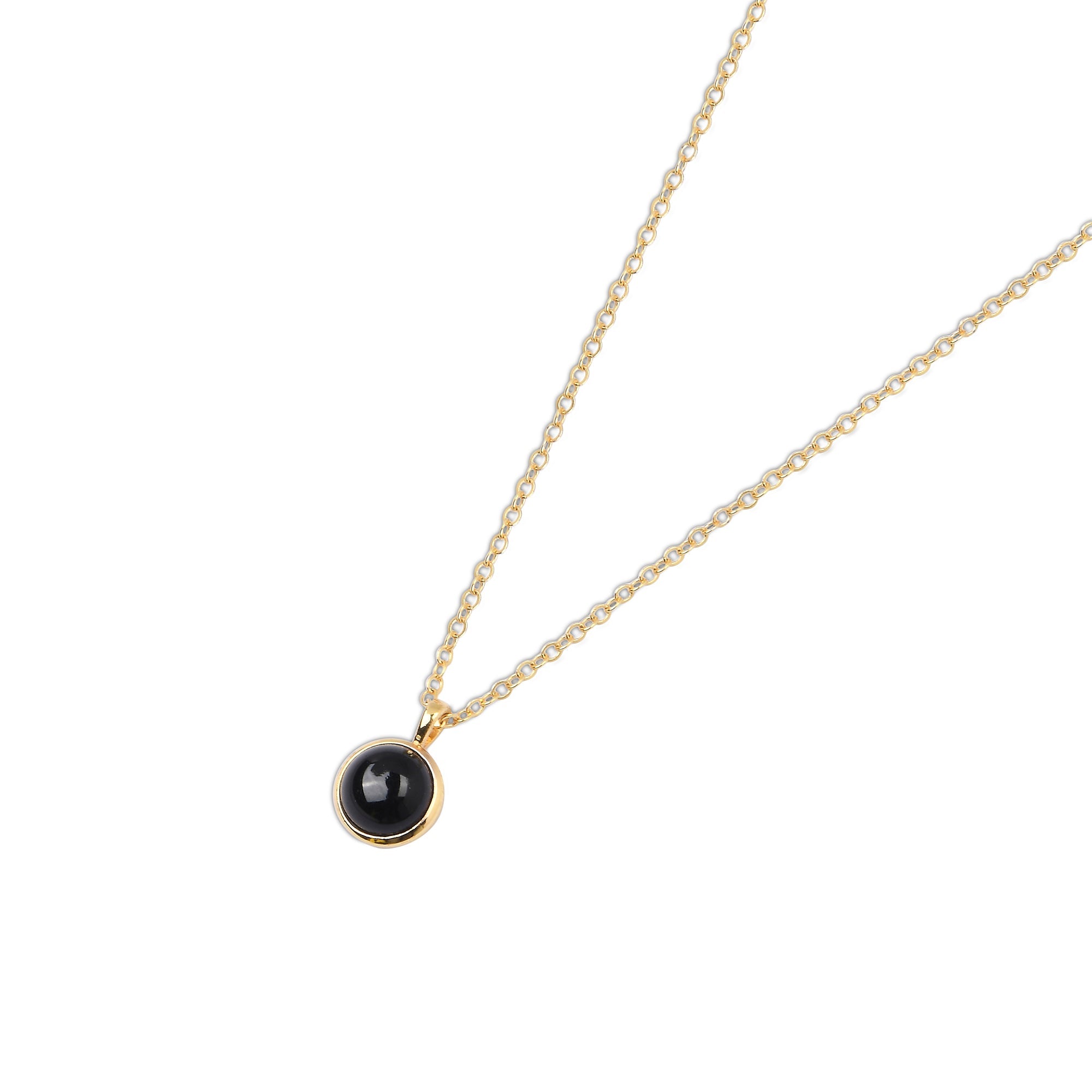 Real Gold Plated Z Black Onyx Pendant Necklace