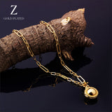 Real Gold Plated Z T-Bar Locket Trombone Chain