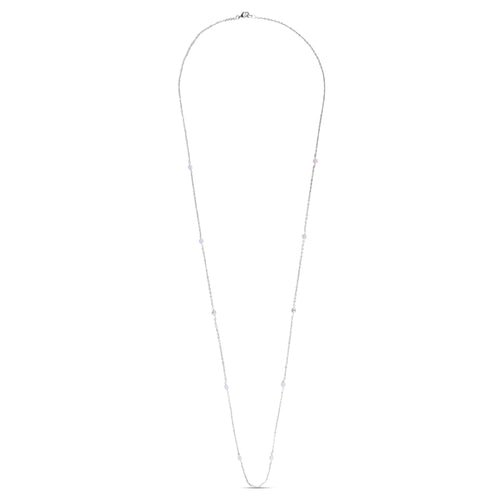 Sterling Silver Plated Longline Rose Quartz Necklace