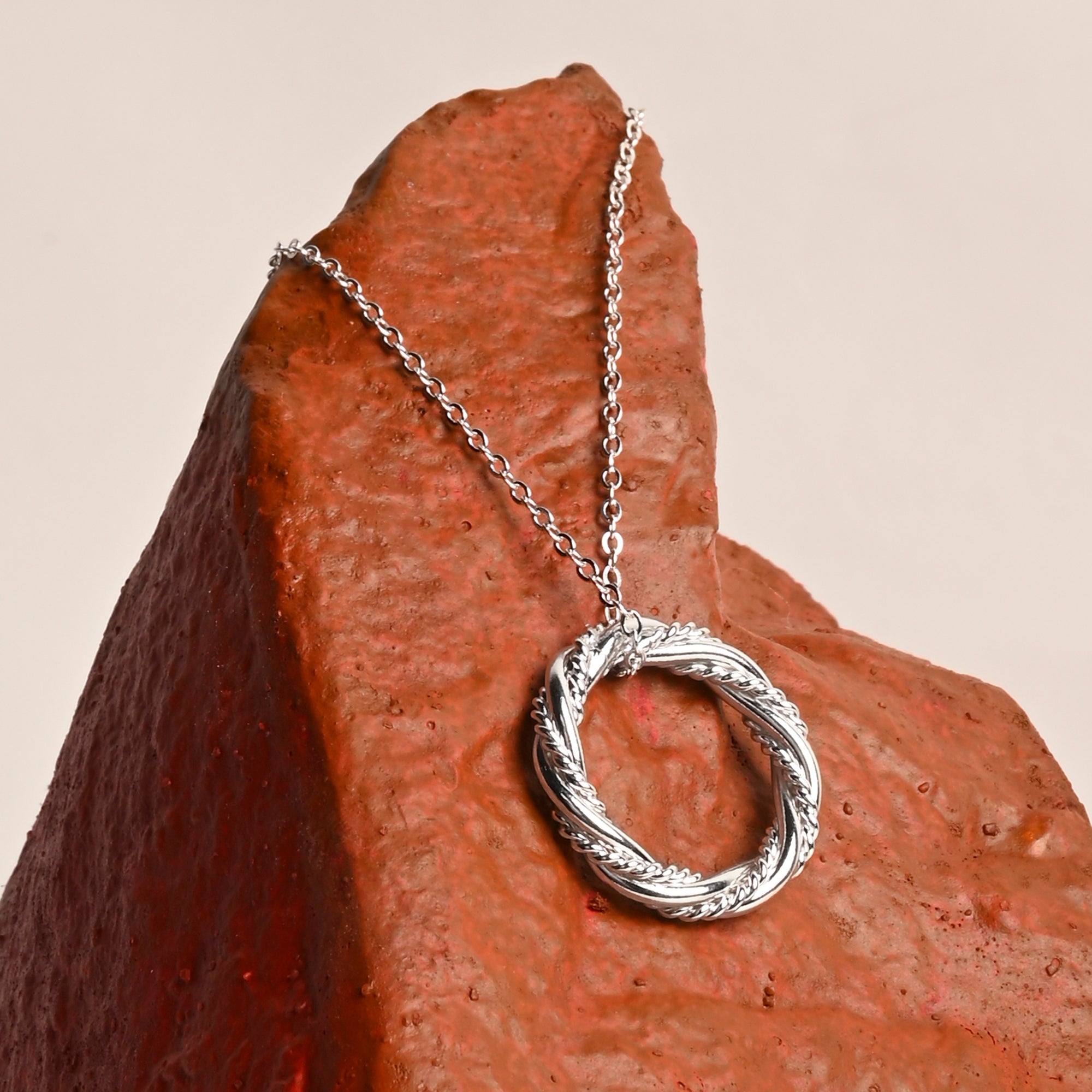 CZ Eternity Circle Pendant Necklace in Sterling Silver with stud - Ruby Lane