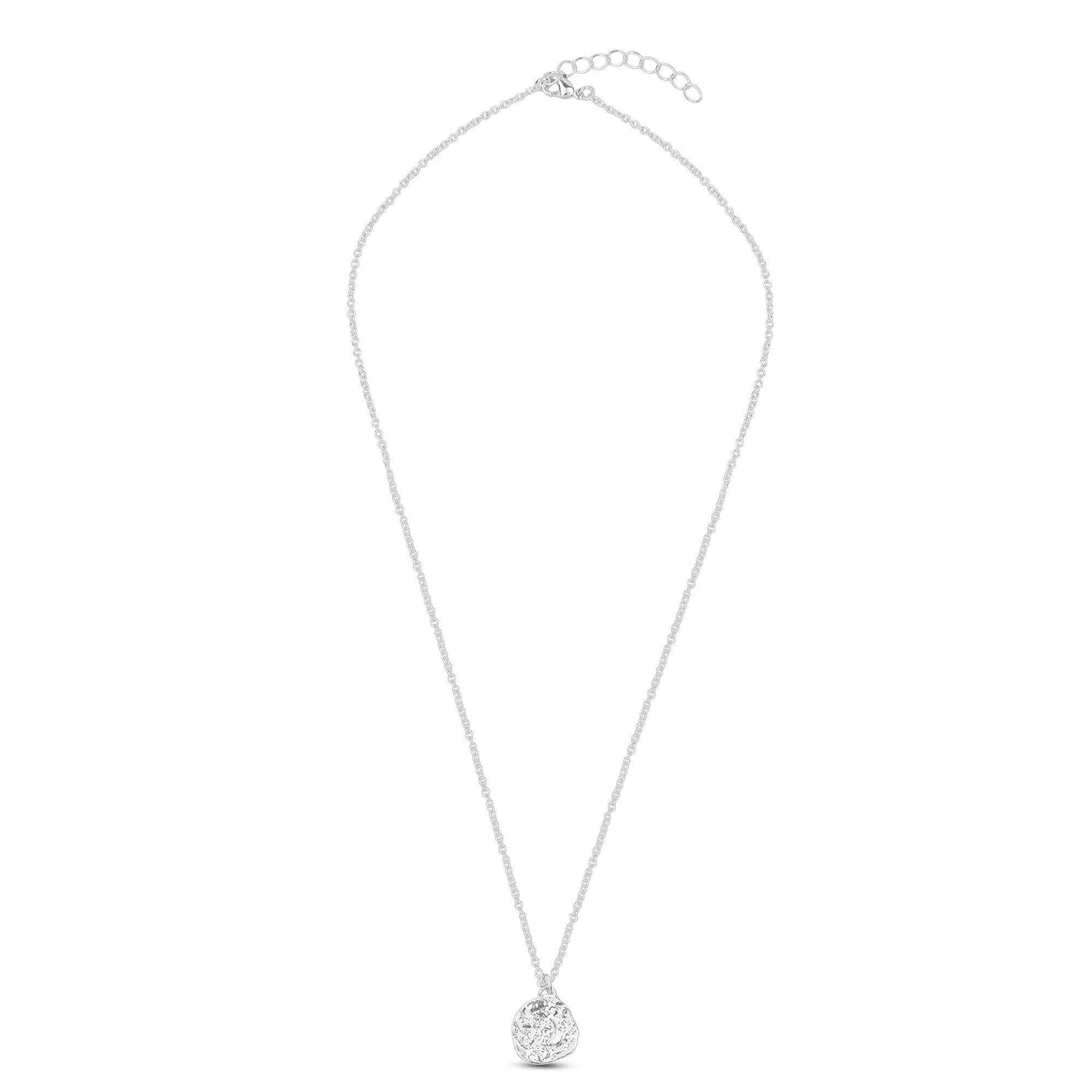 925 Pure Sterling Silver Plated Textured Pendant Necklace