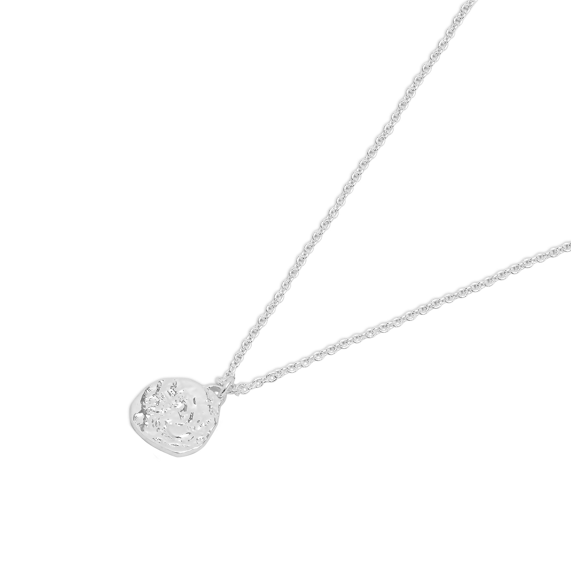 925 Pure Sterling Silver Plated Textured Pendant Necklace