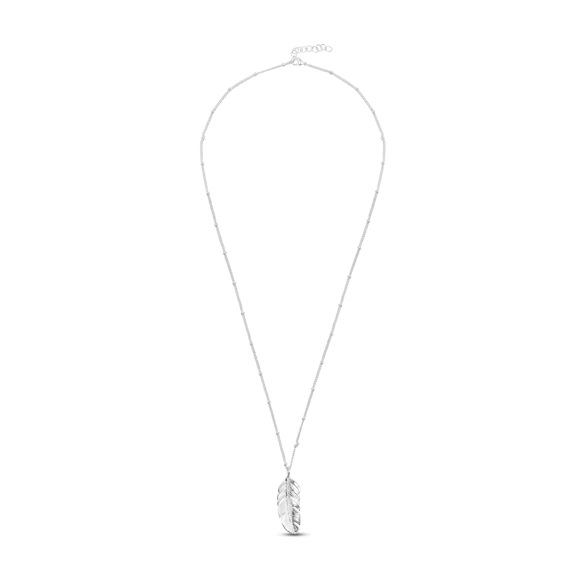 925 Pure Sterling Silver Plated Long Leaf Necklace