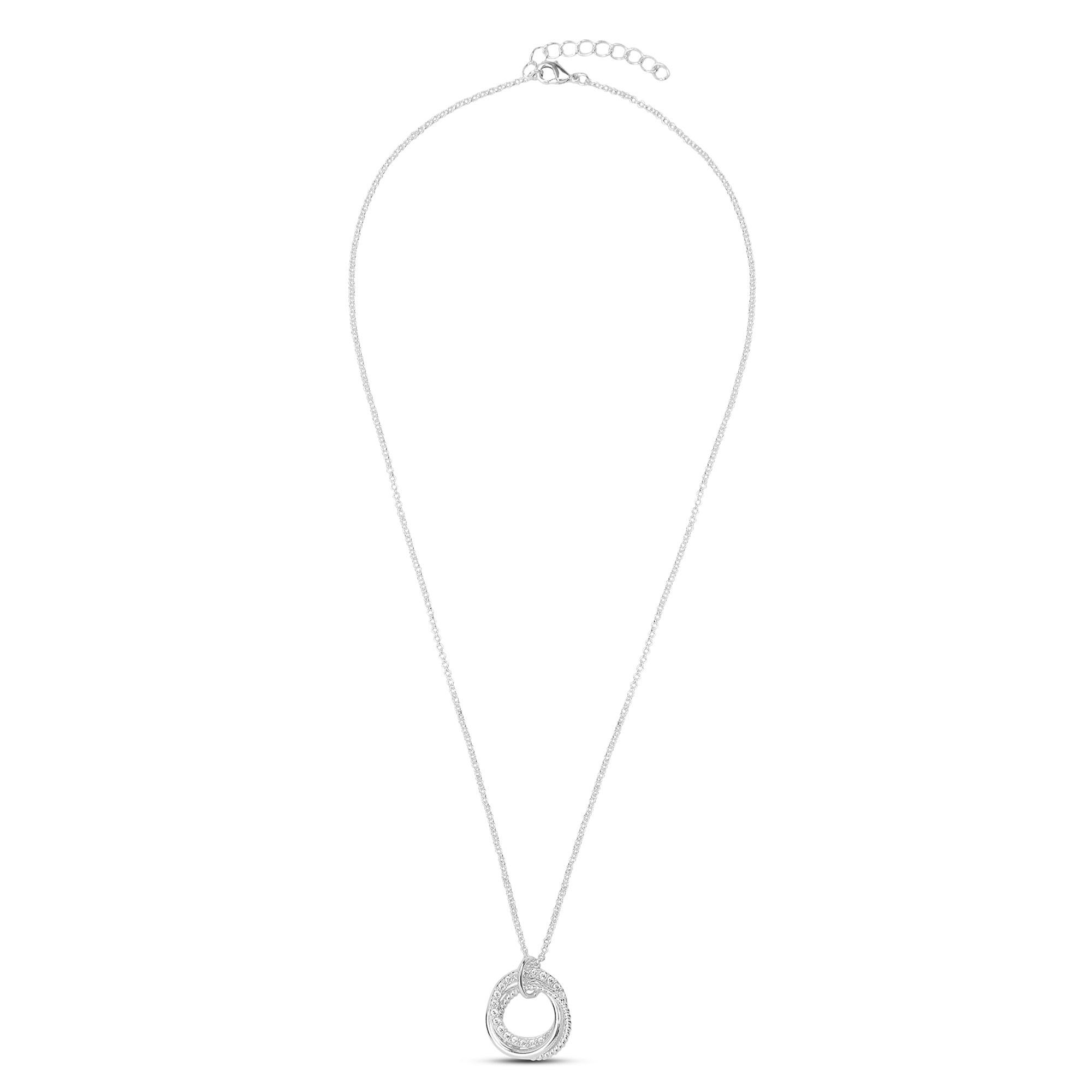 925 Pure Sterling Silver Plated Sparkle Twist Circle Necklace