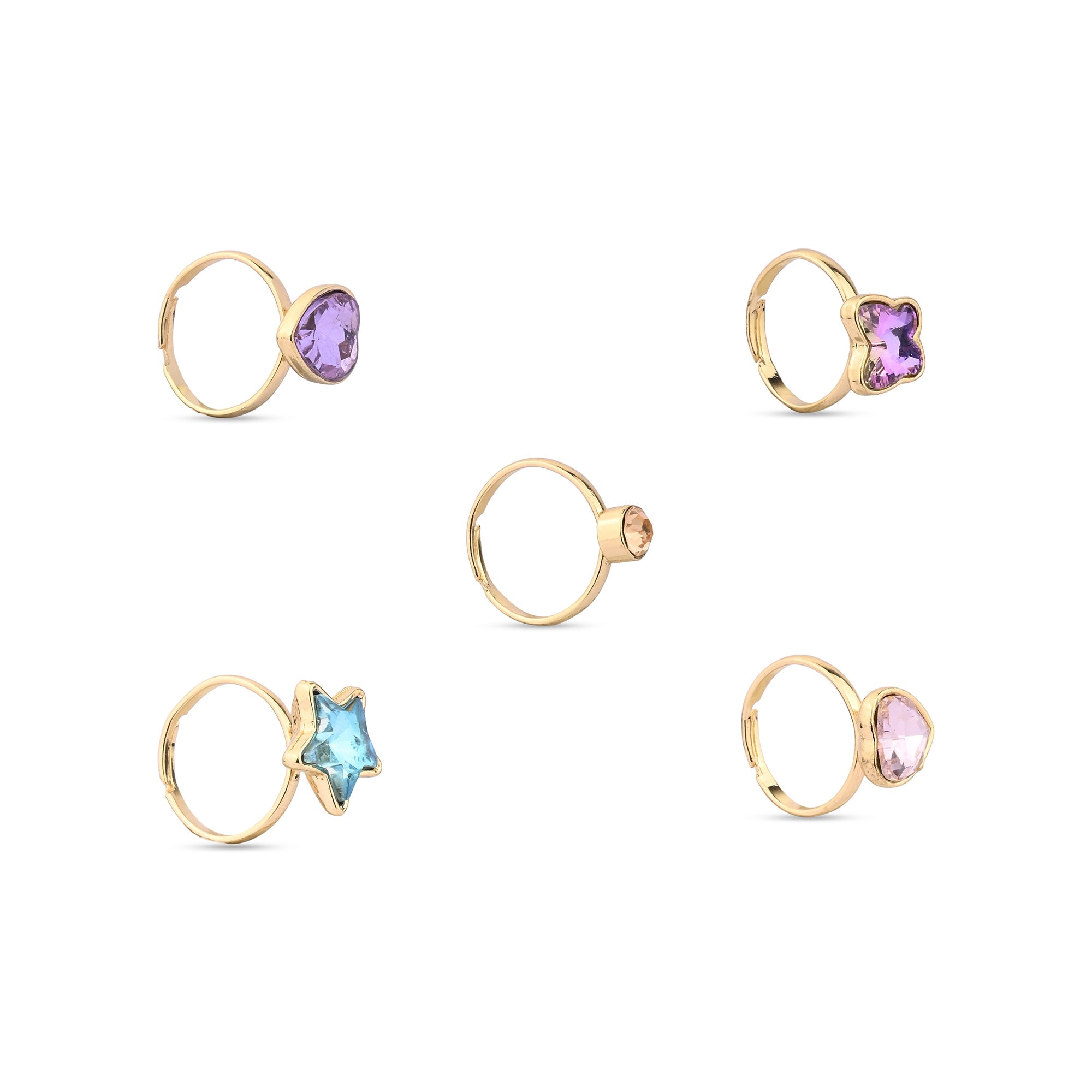 Girls Gem Rings 5 Pack