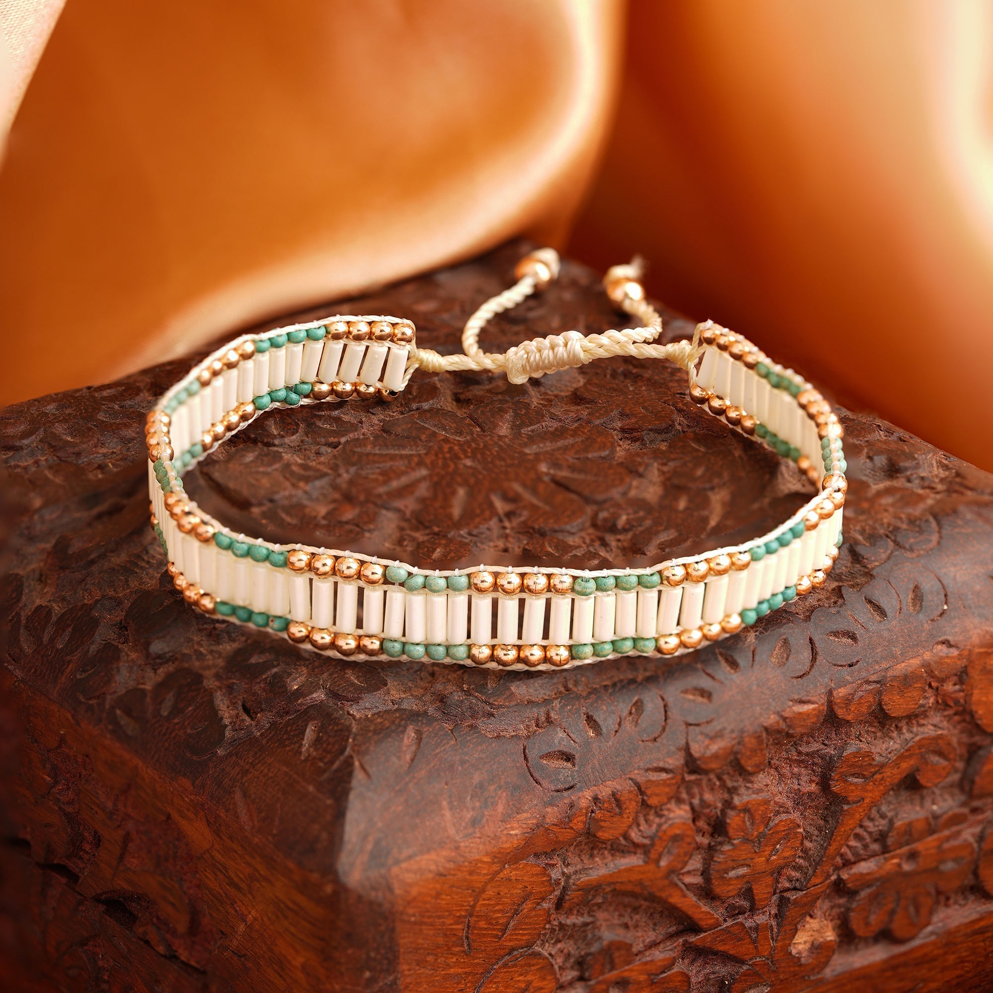 Accessorize London Women's Green Beaded Friendship Bracelet