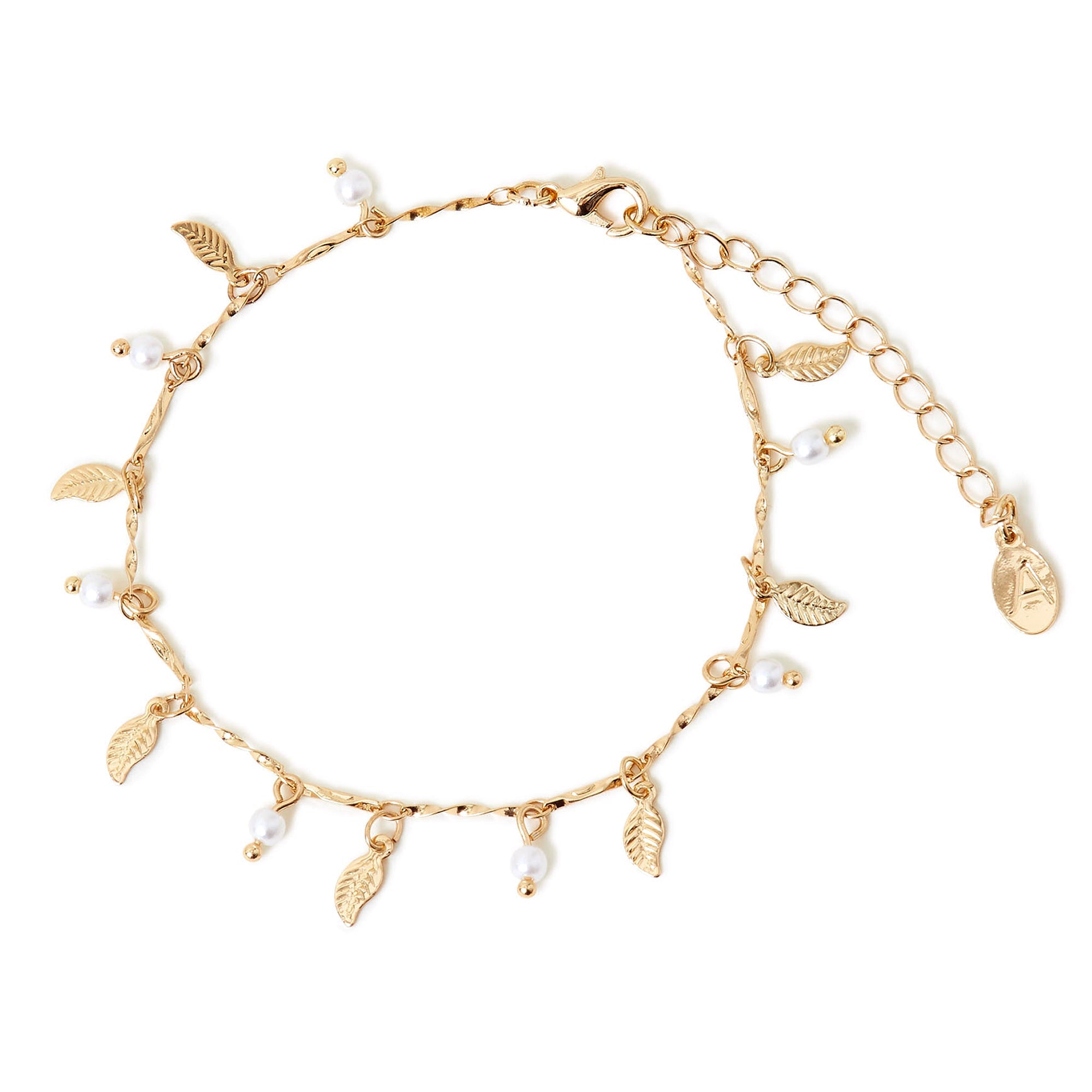 Accessorize London Women's Gold And Leaf Anklet