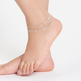 Accessorize London Women's Silver Mini Coin And Snake Chain Anklets Pack Of 2