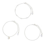 Accessorize London Women's Silver Station Disc & Pearl Anklets Pack Of 3
