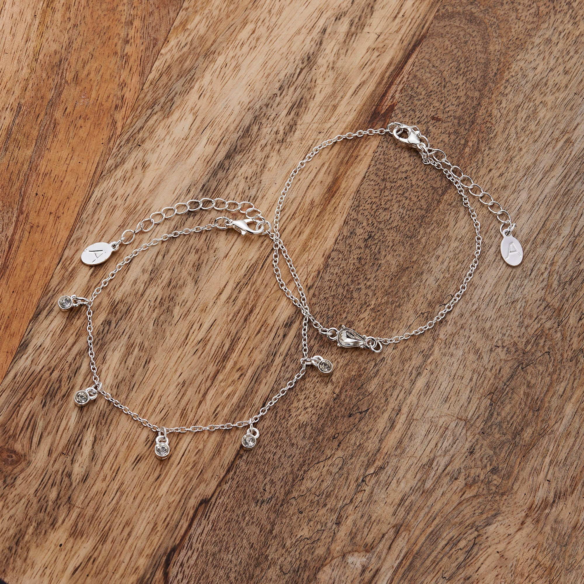 Crystal anklets in deals silver