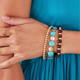 Accessorize London Women's Wooden Beaded Stretch Bracelets Set Of Three