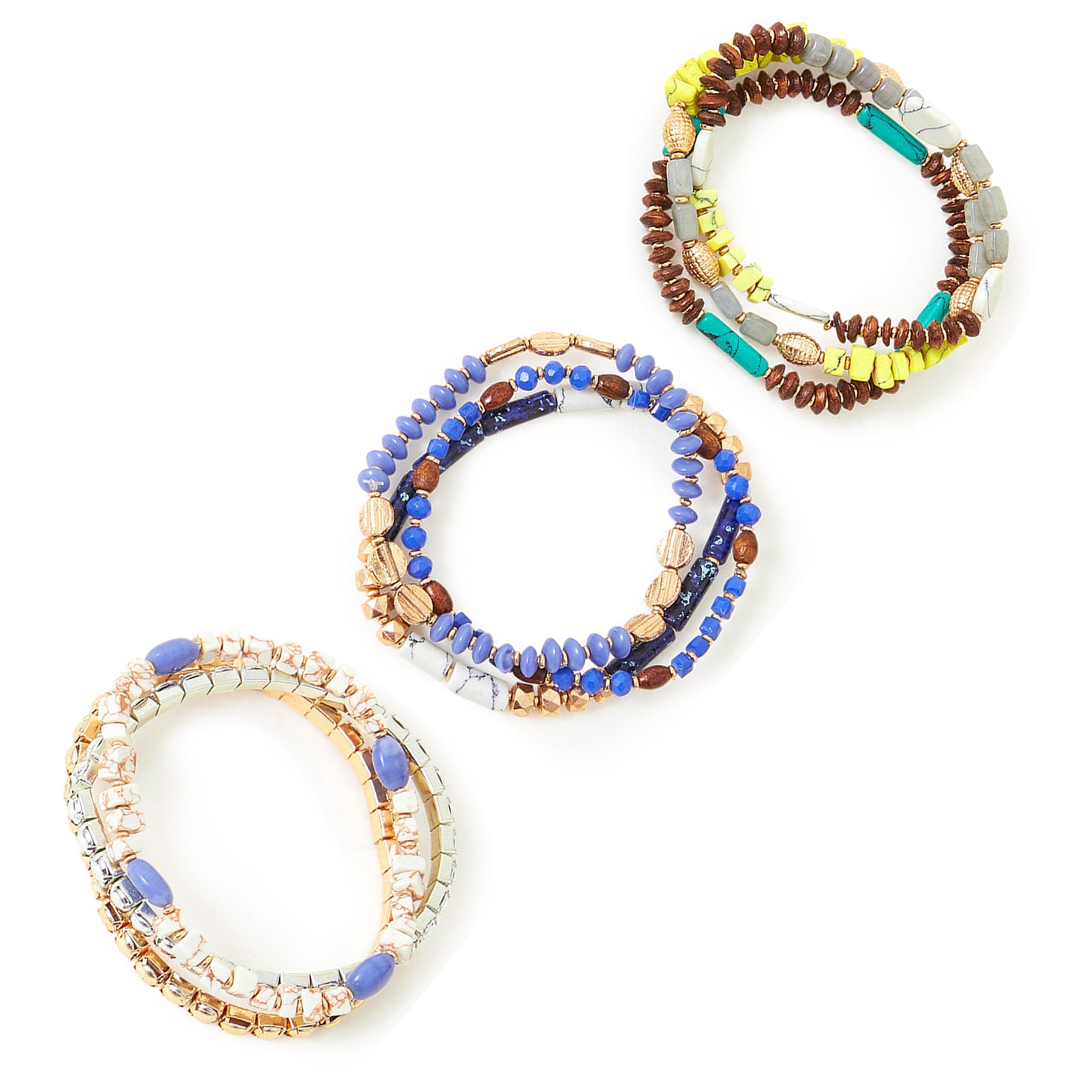Accessorize London Women's Chunky Bead Bracelets 9 Pack