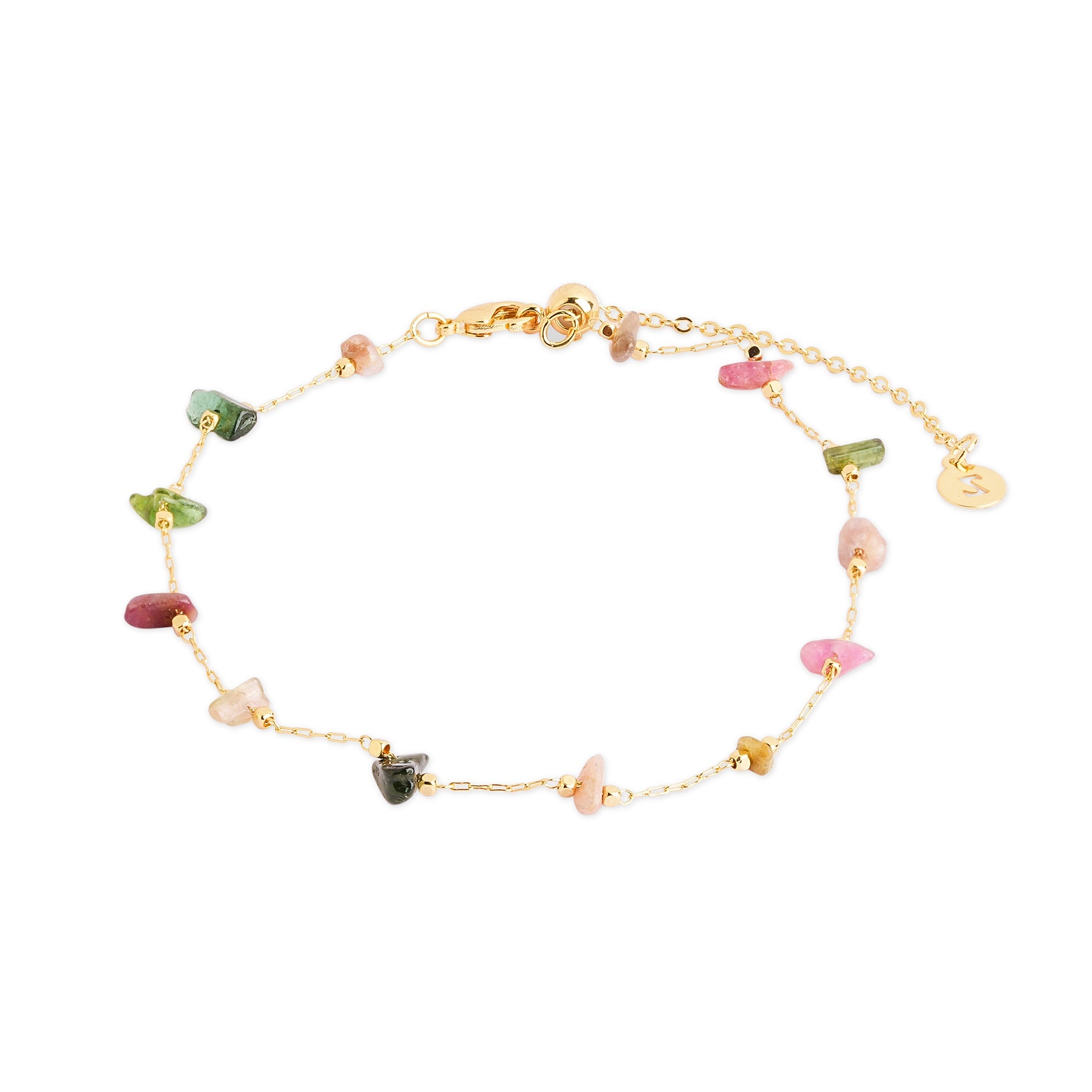 Real Gold Plated Multi Z Healing Stone Anklet